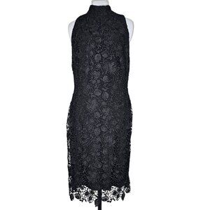 Ralph Lauren 14 Sheath Dress Black Crochet Lace Overlay Cocktail Event Occasion